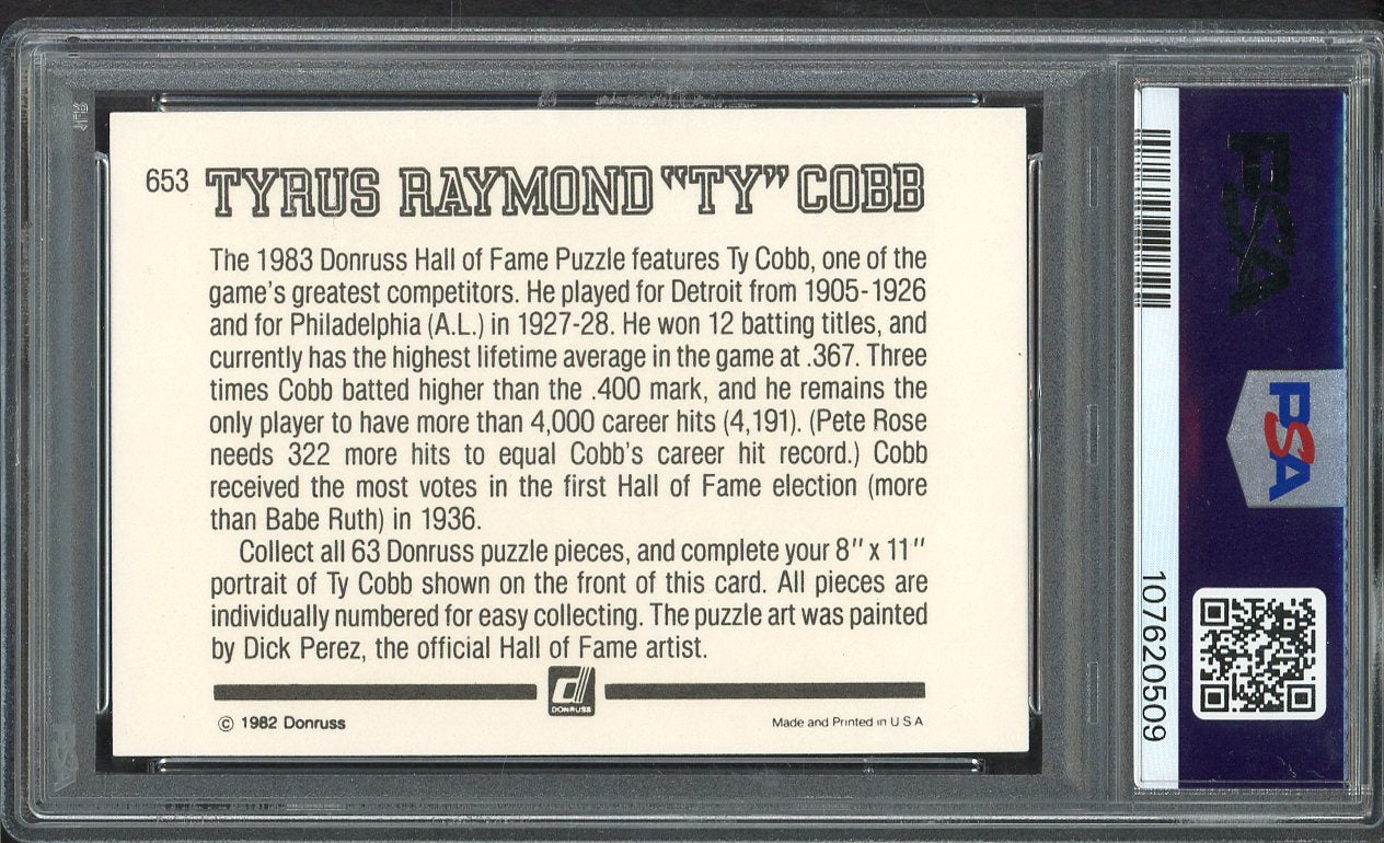 1983 Donruss #653 Ty Cobb Tigers PSA 10 GEM MINT 562361