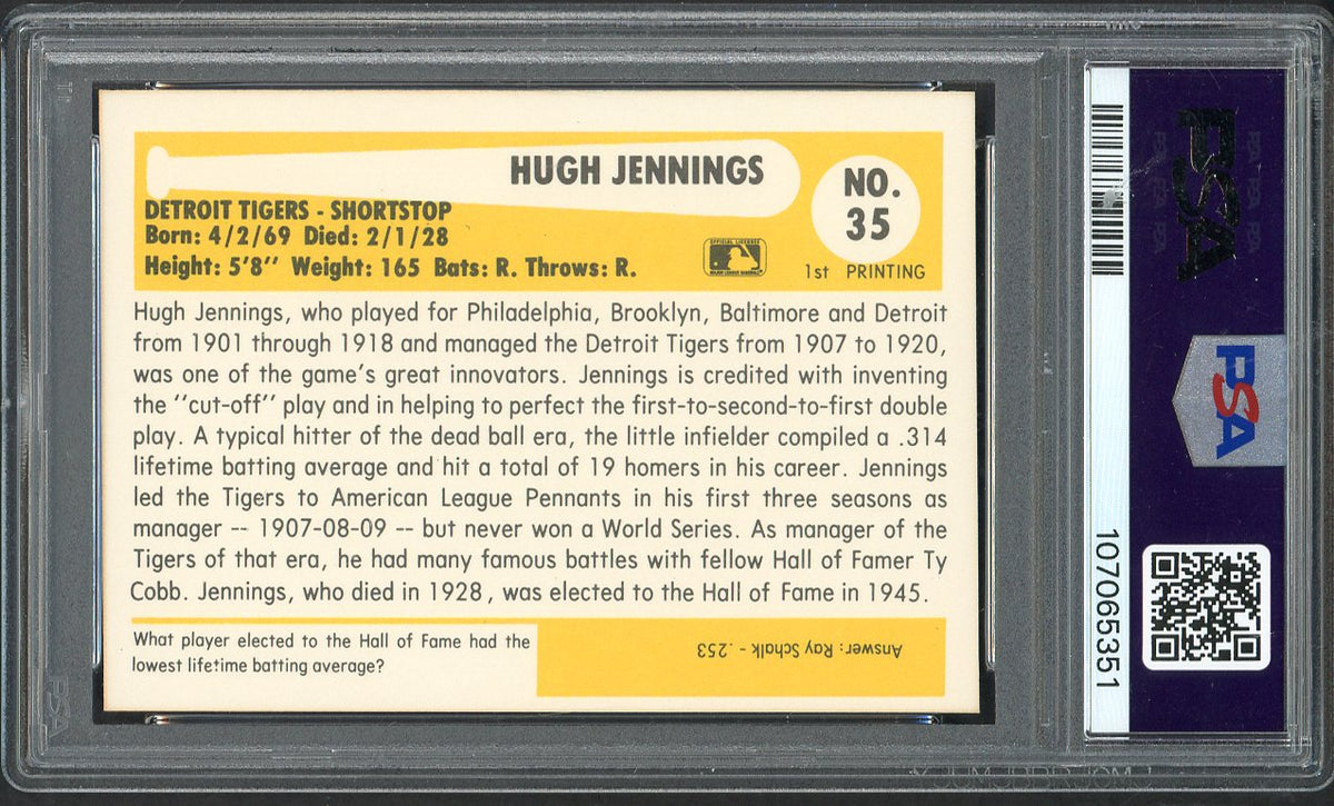 1980 Baseball Immortals #035 Hugh Jennings Tigers PSA 8 NM/MT 562363