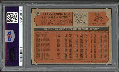 1972 Topps Baseball #100 Frank Robinson Orioles PSA 8 NM/MT 562366