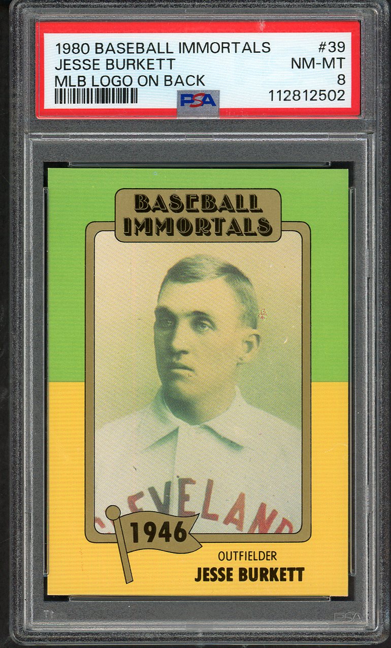 1980 Baseball Immortals #039 Jesse Burkett Indians PSA 8 NM/MT 562368