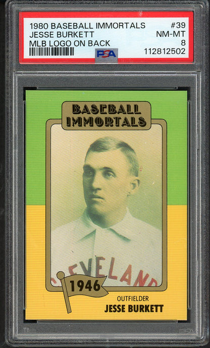 1980 Baseball Immortals #039 Jesse Burkett Indians PSA 8 NM/MT 562368