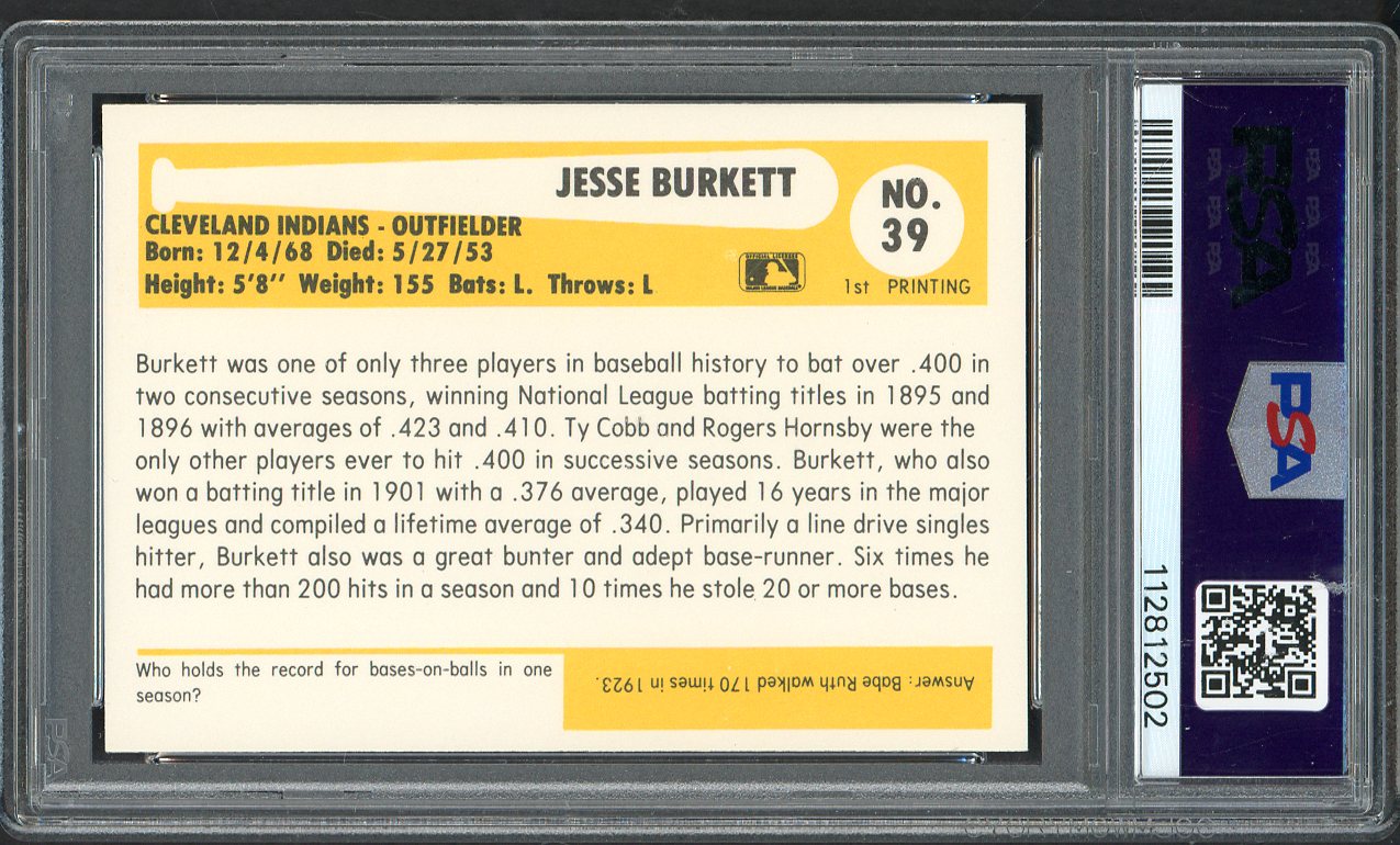1980 Baseball Immortals #039 Jesse Burkett Indians PSA 8 NM/MT 562368