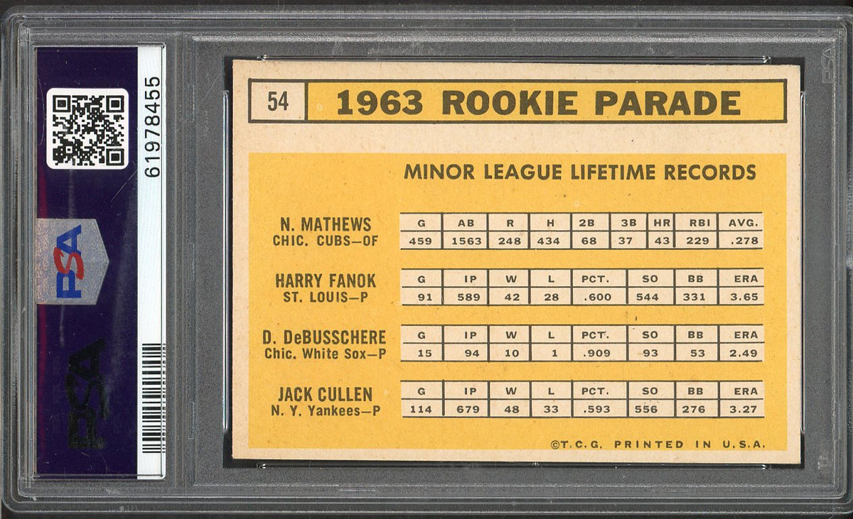1963 Topps Baseball #054 Dave DeBusschere White Sox PSA 7 NM 562369