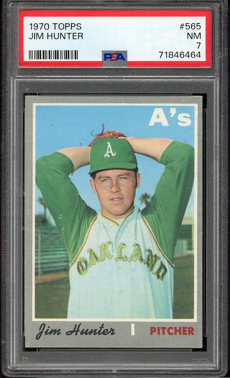 1970 Topps Baseball #565 Catfish Hunter A's PSA 7 NM 562385
