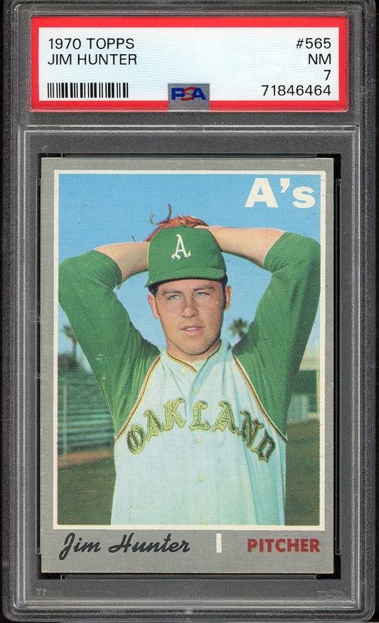 1970 Topps Baseball #565 Catfish Hunter A's PSA 7 NM 562385