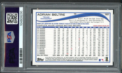 2014 Topps #161 Adrian Beltre Rangers PSA 10 GEM MINT No Sparkle 562392