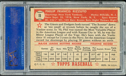 1952 Topps Baseball #011 Phil Rizzuto Yankees PSA 4 VG-EX Red 562400