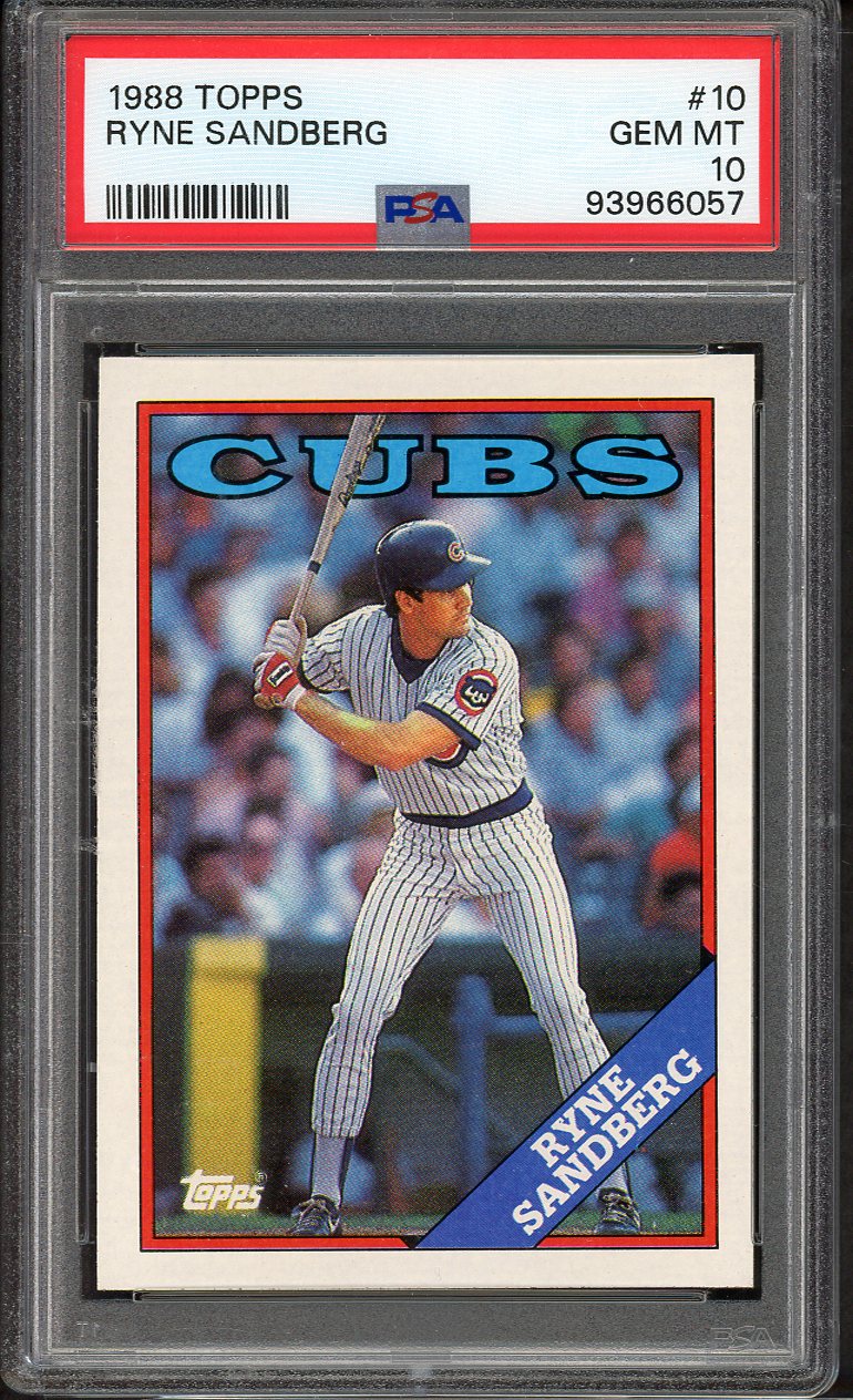 1988 Topps #010 Ryne Sandberg Cubs PSA 10 GEM MINT 562405