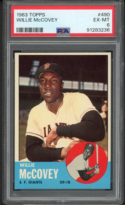 1963 Topps Baseball #490 Willie McCovey Giants PSA 6 EX-MT 562418