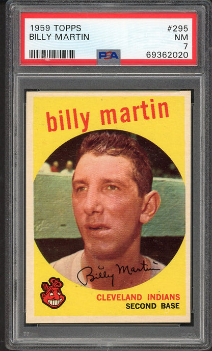 1959 Topps Baseball #295 Billy Martin Indians PSA 7 NM 562419