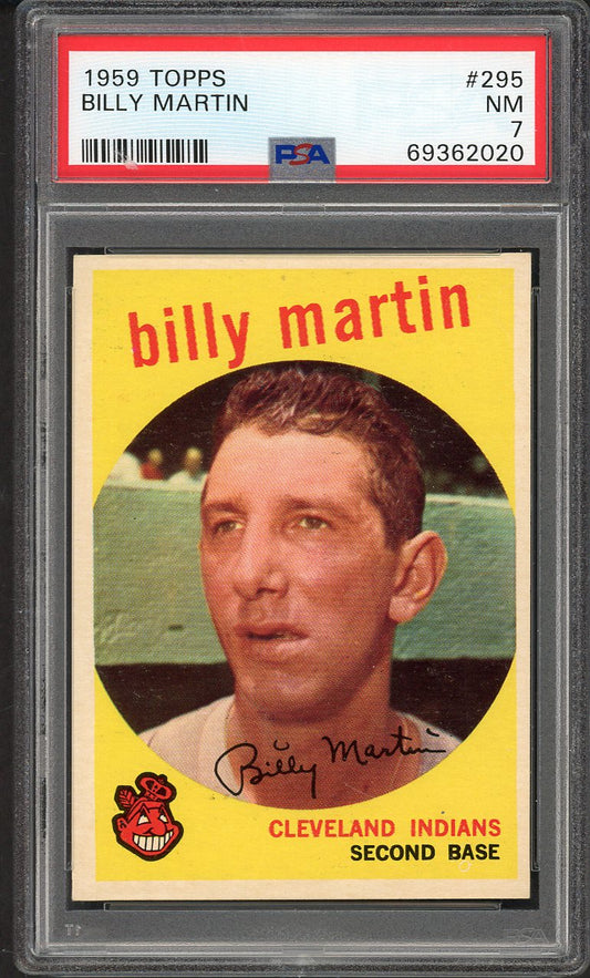 1959 Topps Baseball #295 Billy Martin Indians PSA 7 NM 562419