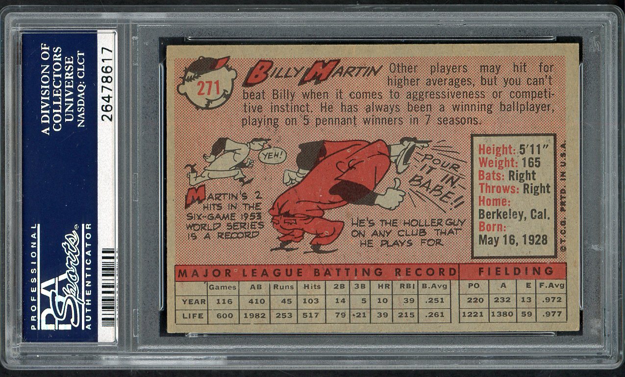1958 Topps Baseball #271 Billy Martin Tigers PSA 6 EX-MT 562420