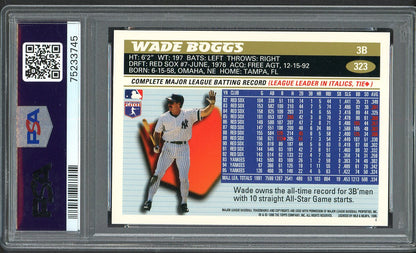 1996 Topps #323 Wade Boggs Yankees PSA 10 GEM MINT 562422