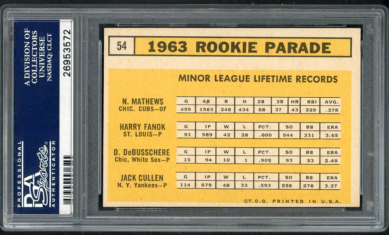 1963 Topps Baseball #054 Dave DeBusschere White Sox PSA 7 NM 562424