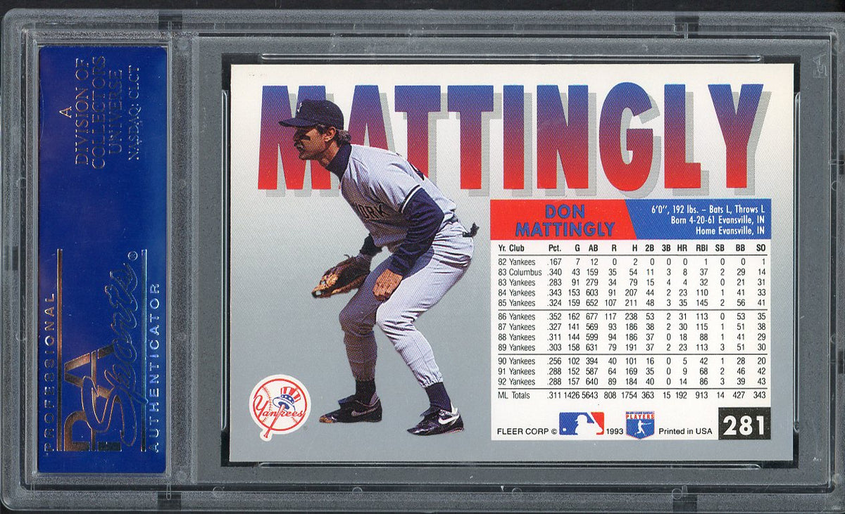 1993 Fleer #281 Don Mattingly Yankees PSA 10 GEM MINT 562425