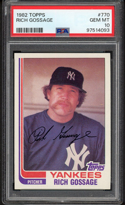 1982 Topps #770 Goose Gossage Yankees PSA 10 GEM MINT 562426