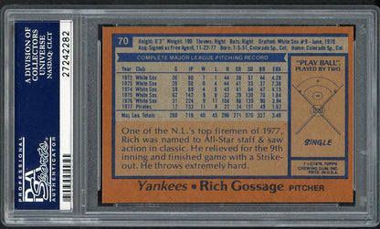 1978 Topps Baseball #070 Goose Gossage Yankees PSA 9 MINT 562428