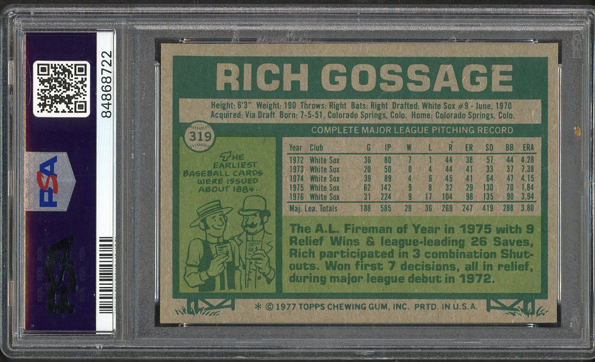 1977 Topps Baseball #219 Goose Gossage White Sox PSA 8 NM/MT 562429