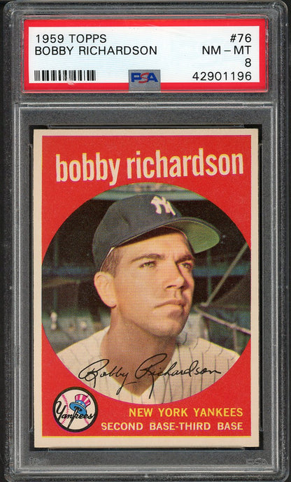 1959 Topps Baseball #076 Bobby Richardson Yankees PSA 8 NM/MT 562435