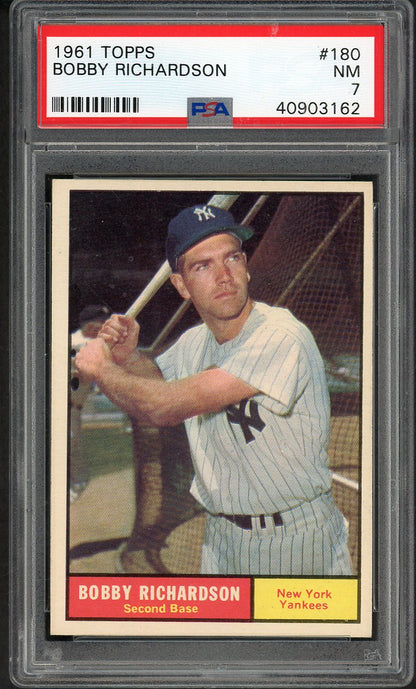 1961 Topps Baseball #180 Bobby Richardson Yankees PSA 7 NM 562436