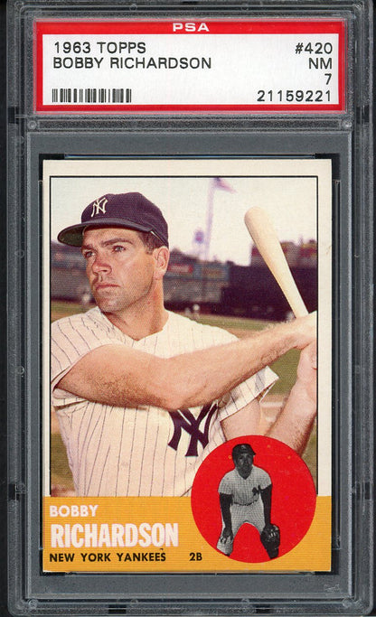 1963 Topps Baseball #420 Bobby Richardson Yankees PSA 7 NM 562438