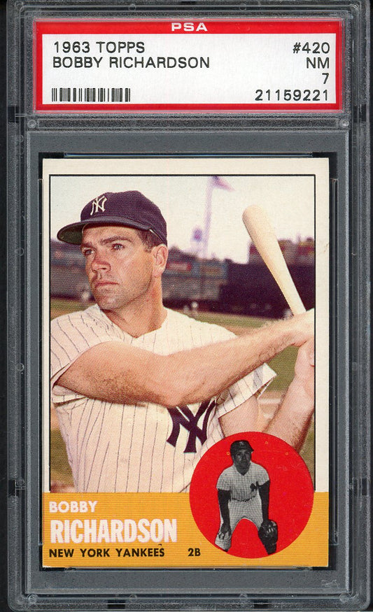 1963 Topps Baseball #420 Bobby Richardson Yankees PSA 7 NM 562438