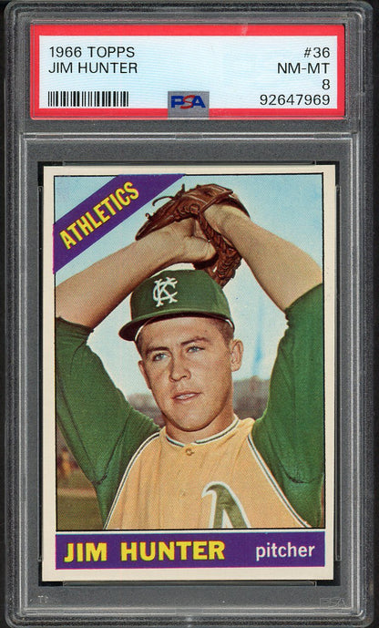1966 Topps Baseball #036 Catfish Hunter A's PSA 8 NM/MT 562440