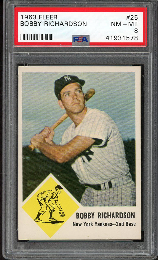 1963 Fleer Baseball #025 Bobby Richardson Yankees PSA 8 NM/MT 562441