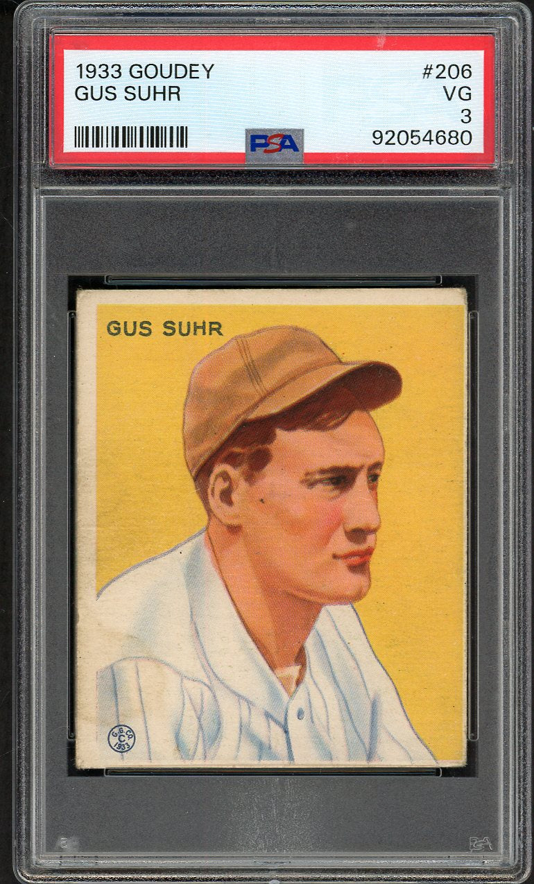 1933 Goudey #206 Gus Suhr Pirates PSA 3 VG 562444