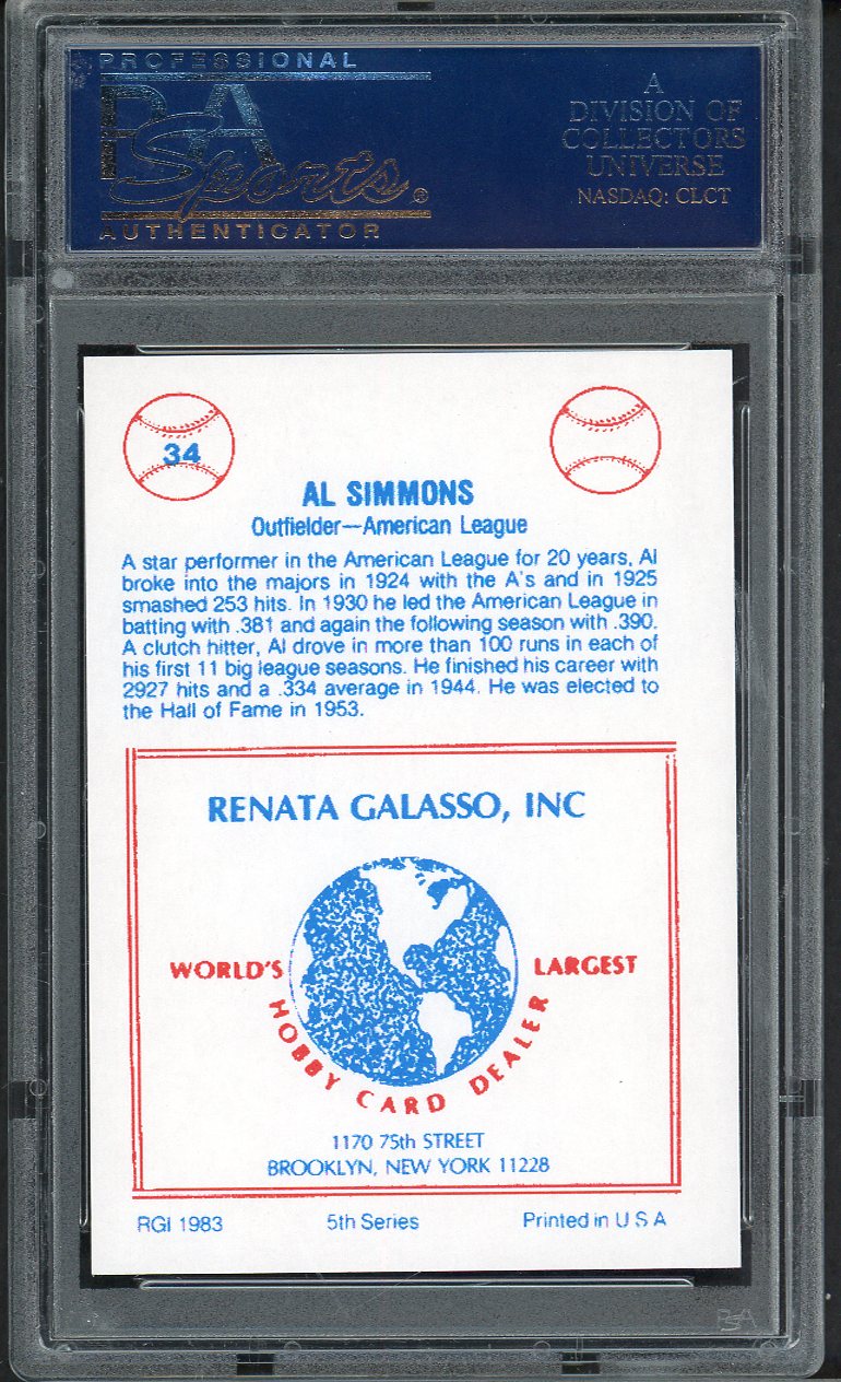 1983 Renata Galasso #034 Al Simmons White Sox PSA 9 MINT 562446