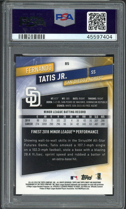 2019 Topps Finest #085 Fernando Tatis Jr Padres PSA 10 GEM MINT 562447