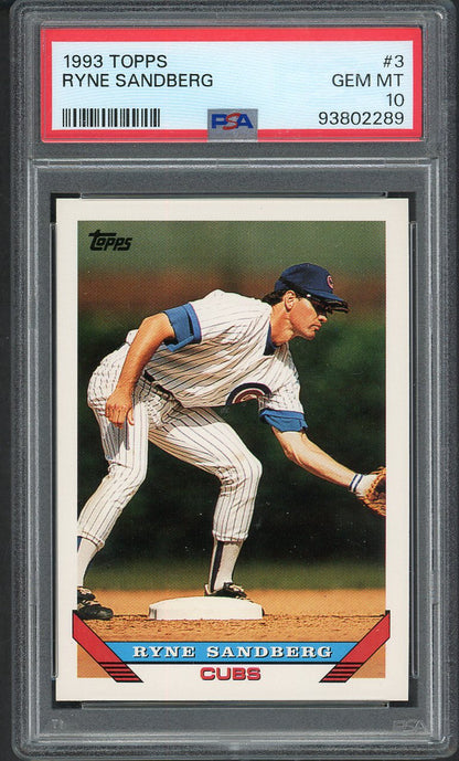 1993 Topps #003 Ryne Sandberg Cubs PSA 10 GEM MINT 562448