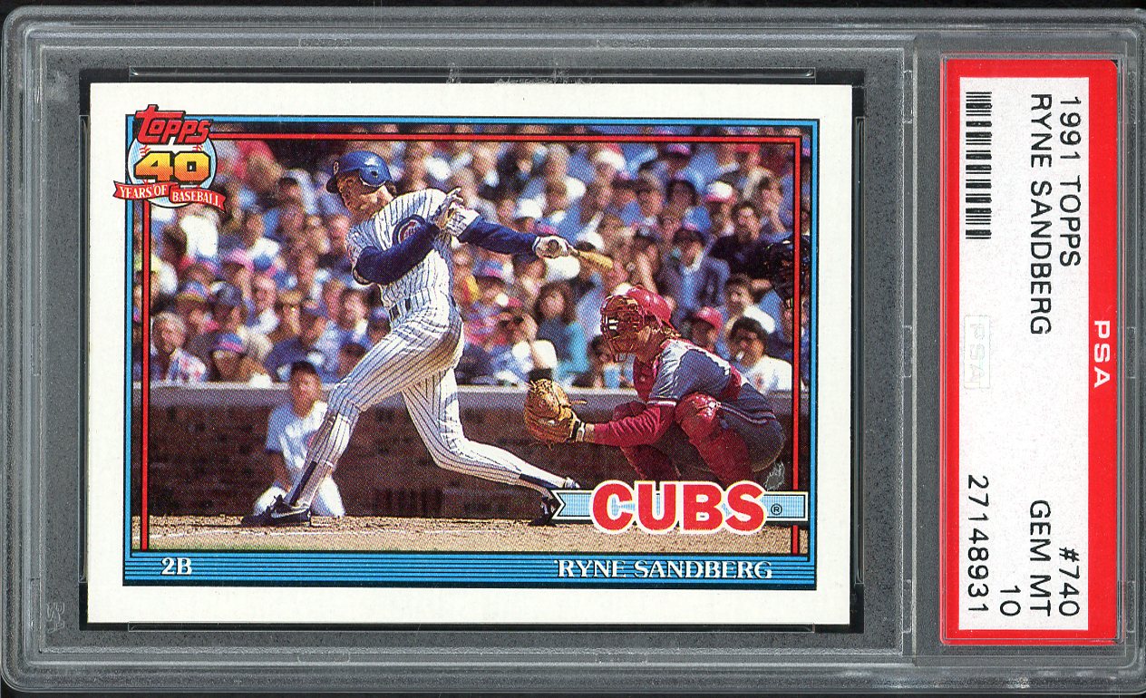 1991 Topps #740 Ryne Sandberg Cubs PSA 10 GEM MINT 562449