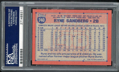 1991 Topps #740 Ryne Sandberg Cubs PSA 10 GEM MINT 562449