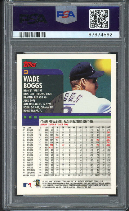 2000 Topps #003 Wade Boggs Devil Rays PSA 10 GEM MINT 562453