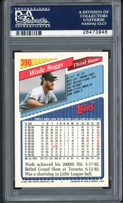 1993 Topps #390 Wade Boggs Red Sox PSA 10 GEM MINT 562454