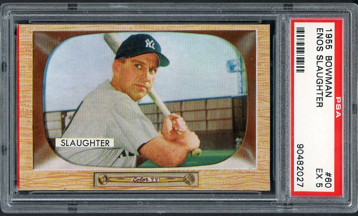 1955 Bowman Baseball #060 Enos Slaughter Yankees PSA 5 EX 562456