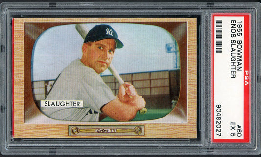 1955 Bowman Baseball #060 Enos Slaughter Yankees PSA 5 EX 562456