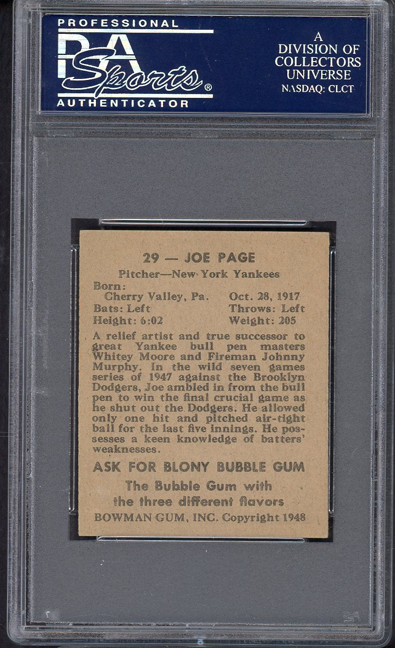 1948 Bowman Baseball #029 Joe Page Yankees PSA 7 NM 562457