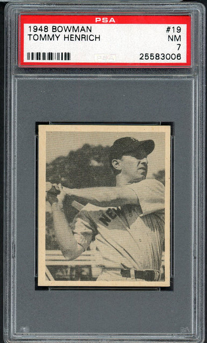 1948 Bowman Baseball #019 Tommy Henrich Yankees PSA 7 NM 562460