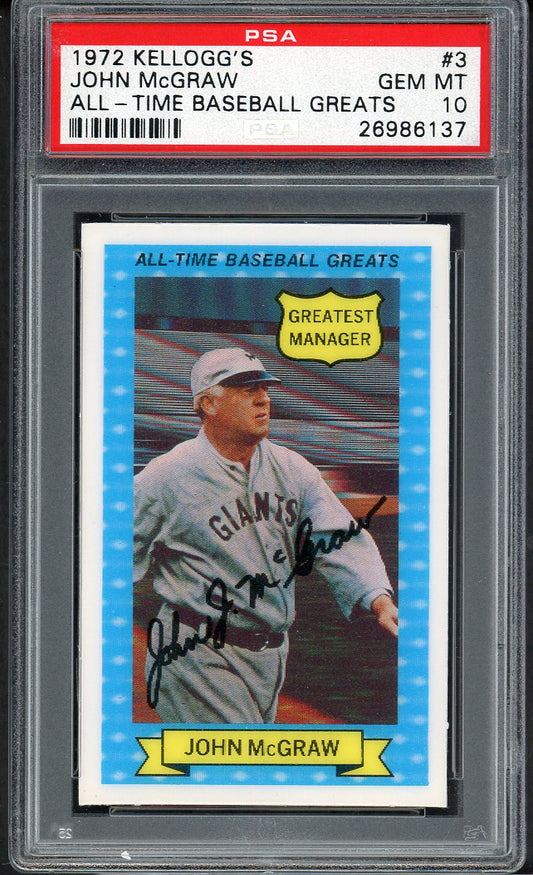 1972 Kelloggs ATG #003 John McGraw Giants PSA 10 GEM MINT 562462