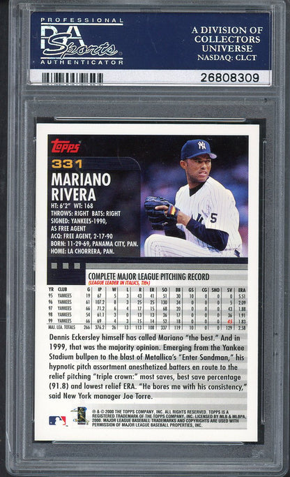 2000 Topps #331 Mariano Rivera Yankees PSA 10 GEM MINT 562465