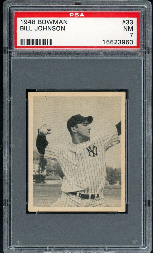 1948 Bowman Baseball #033 Bill Johnson Yankees PSA 7 NM 562468