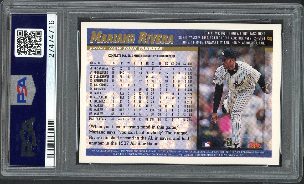 1998 Topps #008 Mariano Rivera Yankees PSA 10 GEM MINT 562471