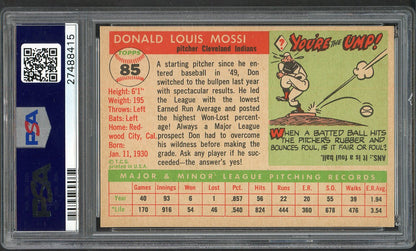 1955 Topps Baseball #085 Don Mossi Indians PSA 8 NM/MT 562472