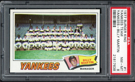 1977 Burger King #001 New York Yankees Team PSA 8 NM/MT 562474