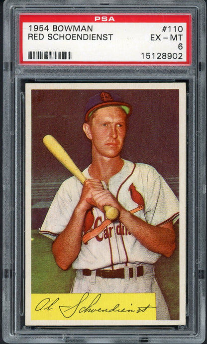 1954 Bowman Baseball #110 Red Schoendienst Cardinals PSA 6 EX-MT 562483