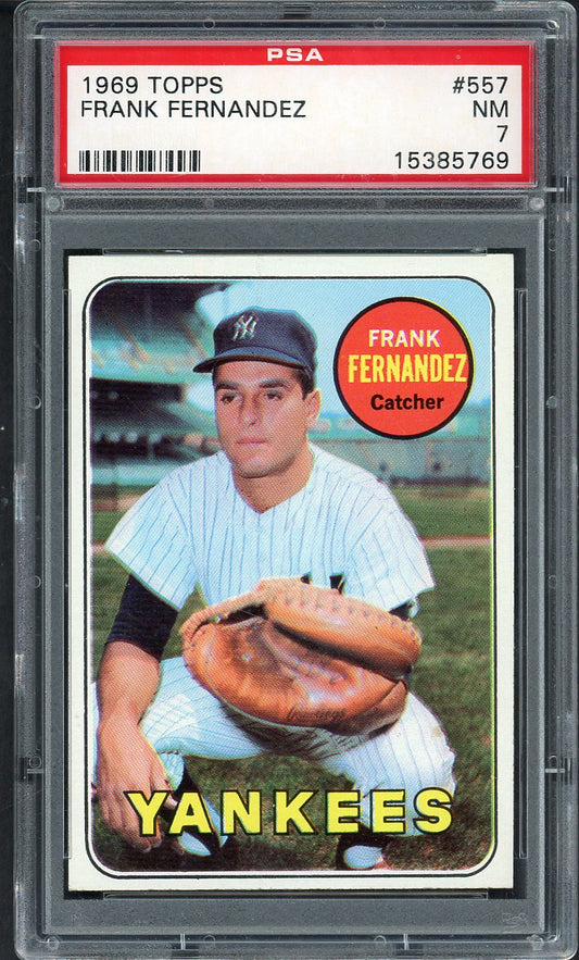 1969 Topps Baseball #557 Frank Fernandez Yankees PSA 7 NM 562484