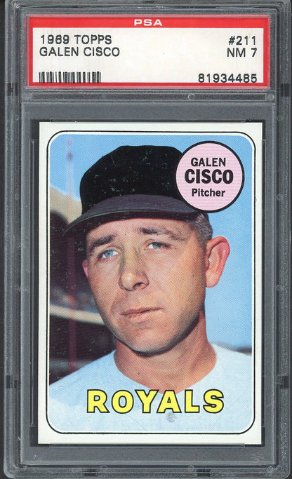1969 Topps Baseball #211 Galen Cisco Royals PSA 7 NM 562485