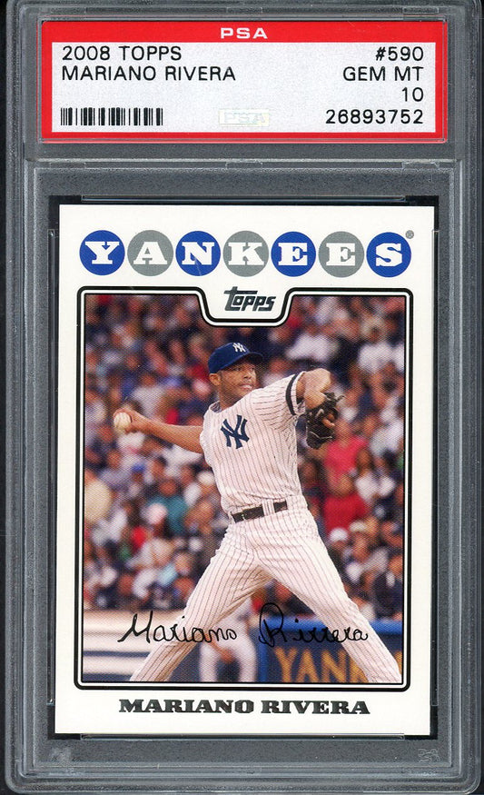 2008 Topps #590 Mariano Rivera Yankees PSA 10 GEM MINT 562493